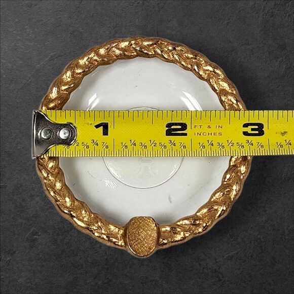 2 Vintage Princess House Gold Rope Mini Ashtrays Pair with Fleur-de-Lis Design - Picture 5 of 5